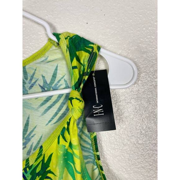 INC International Concepts Tank Top Tropical Floral Print Yellow Green Medium M - Picture 8 of 13